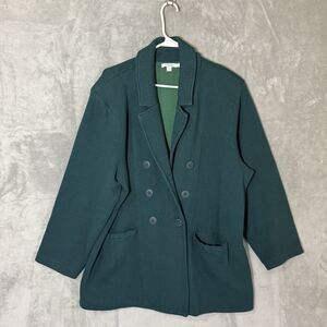 Chico’s Jacket 2XL Size 4 Faux Double Breasted Buttons Blazer Soft Kelly Green